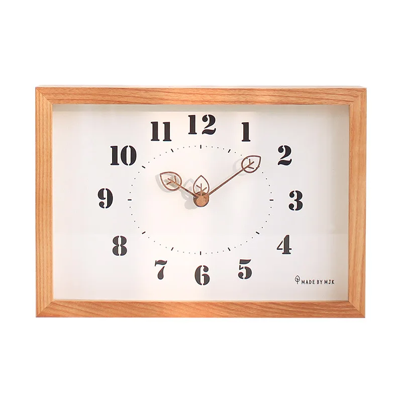

Walnut Wood Rectangular Wall Clocks Japan Style Living Room Decoration Clocks Light Wooden Clocks Home Decor items