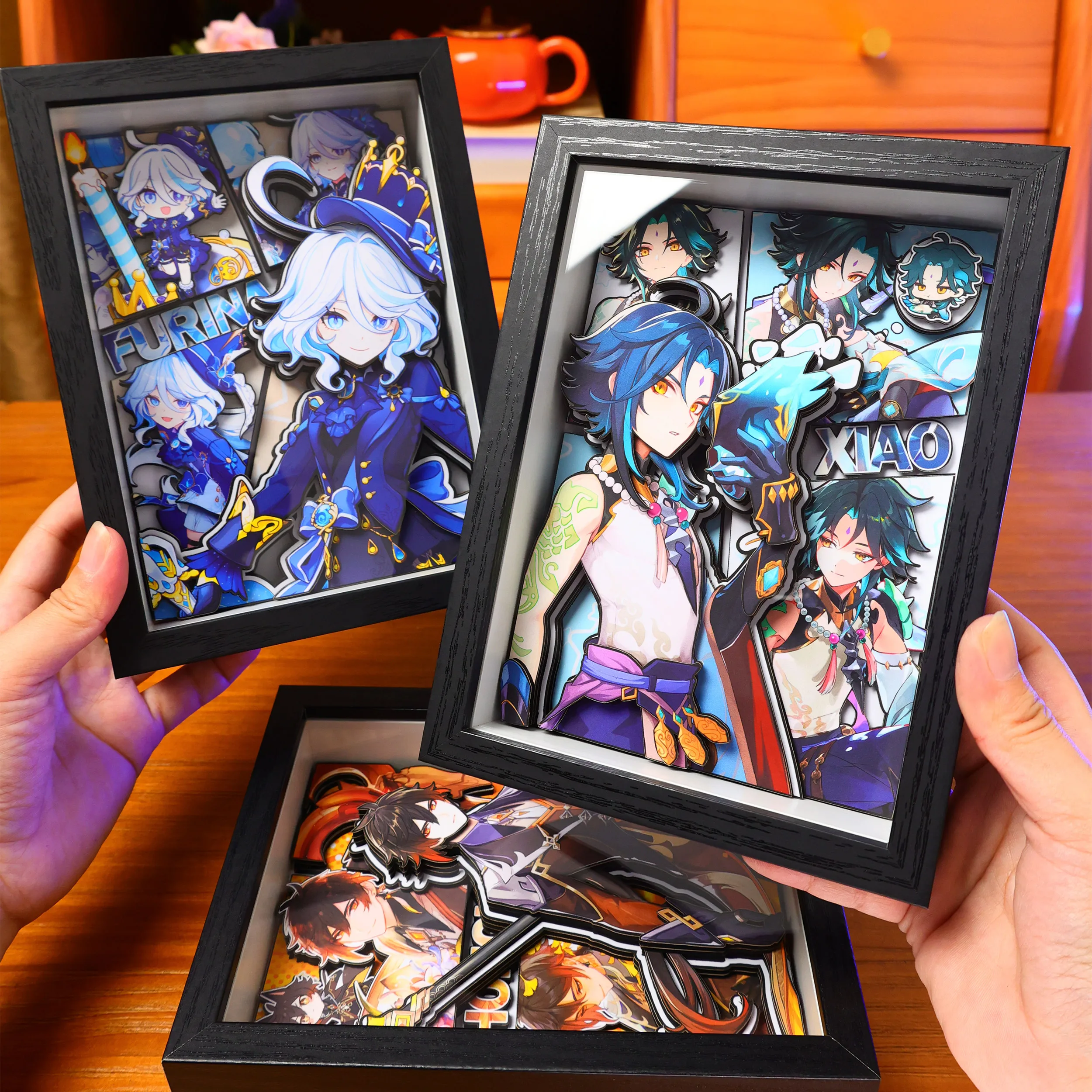 

Genshin Impact 3D Stereoscopic Painting Wanderer Raiden Shogun Furina Zhongli Xiao Venti Handmade Decor Gift