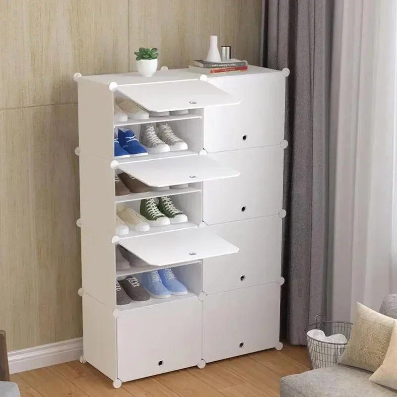 

z White Large Shoe Rack Entryway 8 Tiers Space Saving Shoe Cabinet Boot Storage For Closet Hallway Bedroom