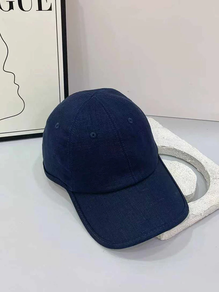 

New Spring Summer Lightweight Linen Soft Top ort Brim Baseball Cap ex Casual Versatile Dubill Hat Sun Protection