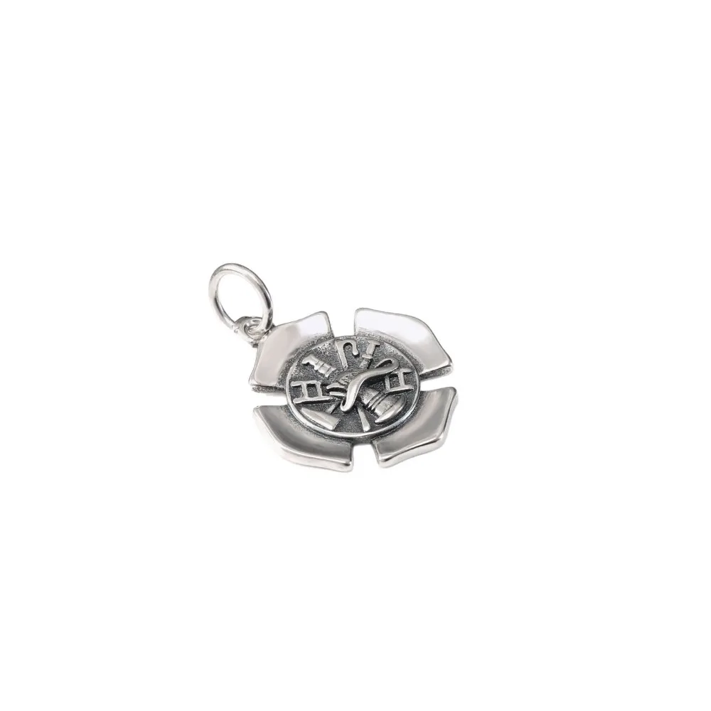 S925 Firefighter Maltese Cross Dangle Charm Pendant Fire Department Symbol Bead for Chain Bracelet Necklace DIY Jewelry view 4