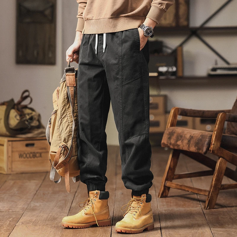 

Мужские повседневные брюки 2025: Новинка весна-осень, свободные брюки-карго с эластичным поясом, хлопковые брюки-харлан, модные и универсальные.