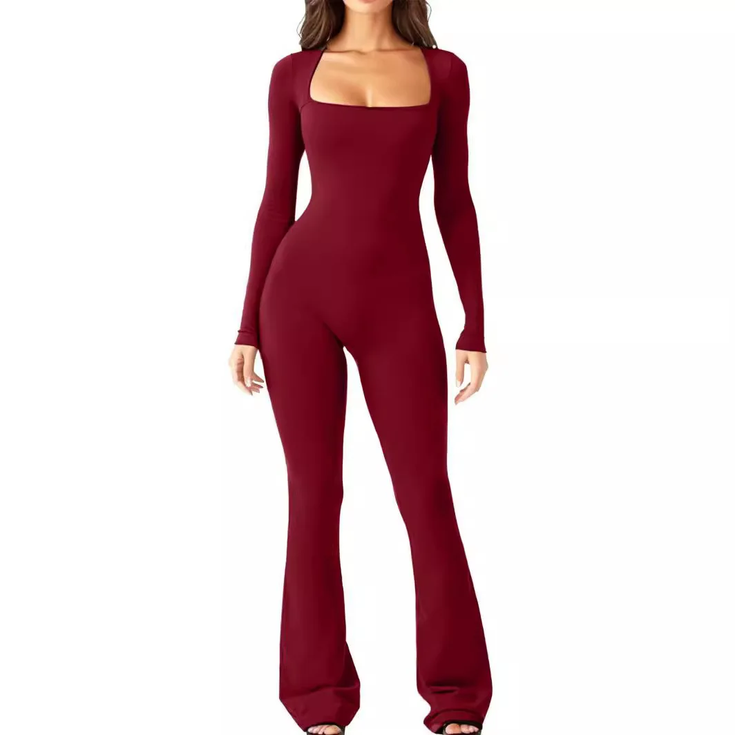 Autumn Hot Fashion High-end Women's Jumpsuit Casual Solid Color Retro Long-sleeved Slim Jumpsuit Harajuku Style Sexy Hottie