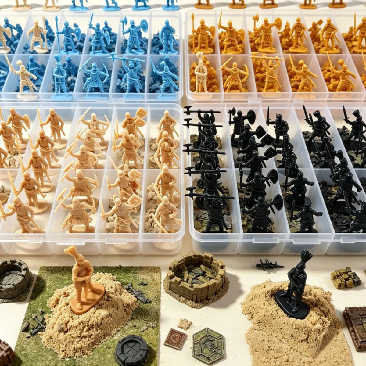 24Pcs Mini Medieval Soldier Figurines in Random Styles – Meticulously Detailed Realistic Warrior Miniatures, ZSY