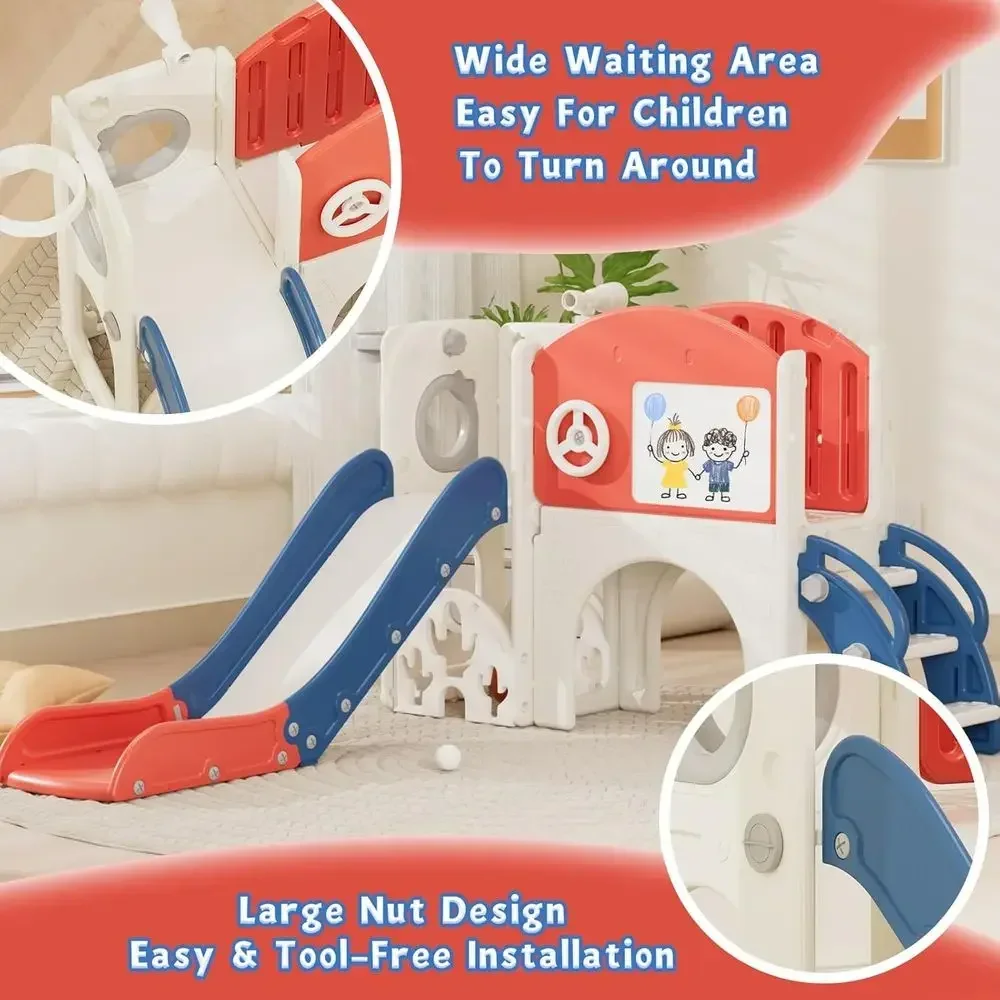Compact Toddler Slide Playset for 1-3 Years - 1-Hour Assembly, Sturdy Design, Indoor/Outdoor Playground with Skill Development (