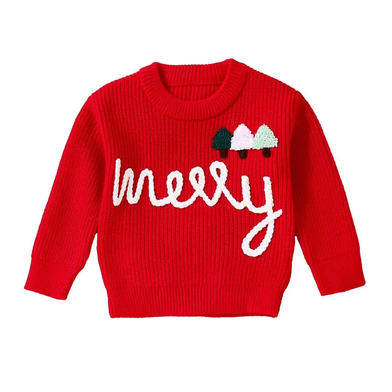 

Children's Autumn and Winter Sweater Girls' Christmas Long Sleeved Round Neck Sweater Girls' Baby Letter Embroidered Top