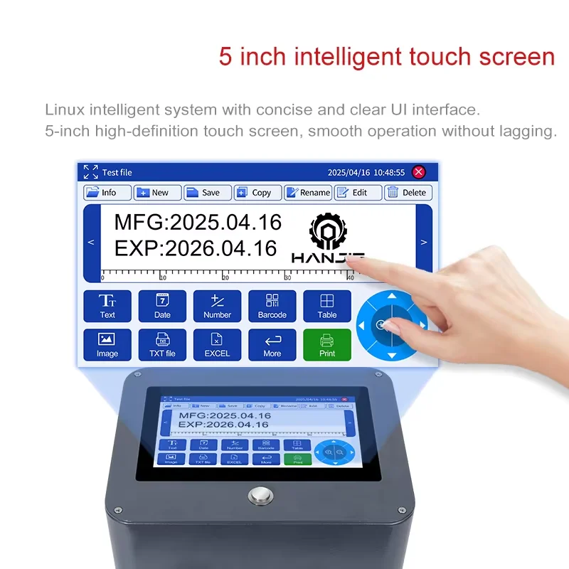 DJ127 Stampante a getto d'inchiostro da 5 pollici Macchina per codifica data statica Stampante per numeri di lotto desktop per bottiglie