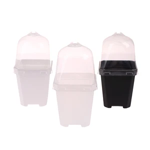 5 Buah Pot Bunga Kecil Persegi Pot Pembibitan dengan Kubah Kelembaban Pot Berkebun Transparan Pot Awal Bunga Persegi 12 kubah kelembaban penjualan terbaik - №