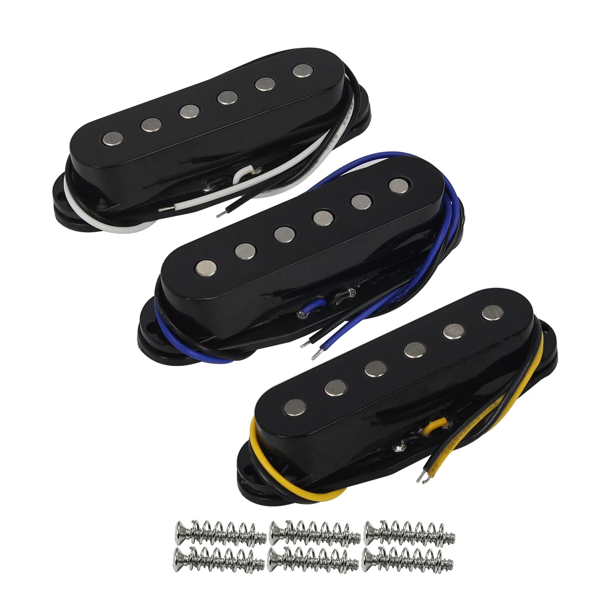 FLEOR 3PCS Black Flat-Pole Vintage Alnico 5 Single Coil Electric Guitar Pickups Set 50/50/52mm for ST Guitar Parts