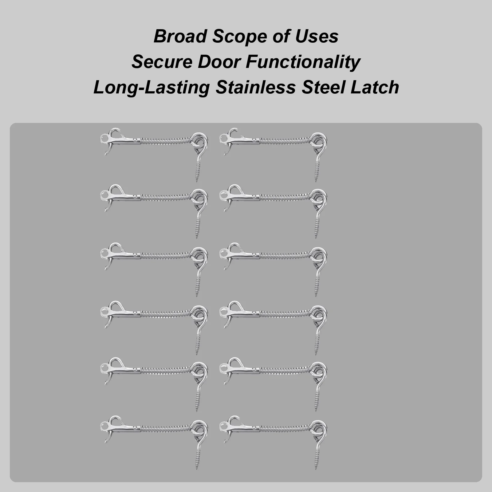 

Screen Door Latch Set 12-Pieces Stainless Steel Locking Latches Spring-Loaded Security Hardware For Bathroom Shed Pool Gate Spa