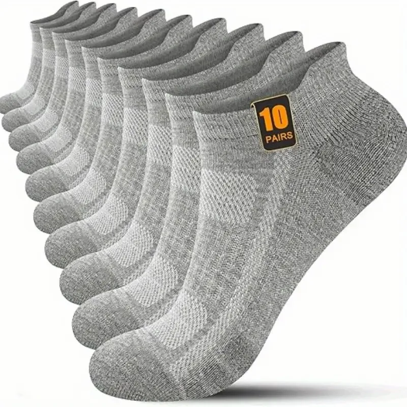 

10 пар мужских и женских повседневных носков с низким вырезом, усиленные, износостойкие, впитывающие пот, дышащие сетчатые всесезонные мужские спортивные носки