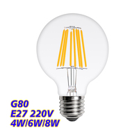 Edison Filament LED Light Bulbs E27 220V 240V 4W 6W 8W G80 Edison LED Lamp Retro Lamp Vintage Glass Bulb Indoor Lighting Decor