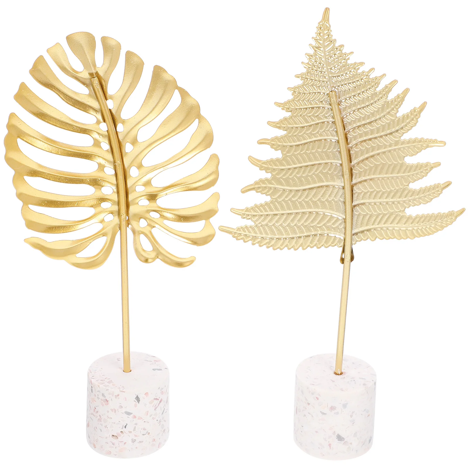 

2pcs Leaf Ornaments Gold Shelves Decor Elegant Desk Leaf Shaped Table Decor Home Store Modern Design Metal Frond