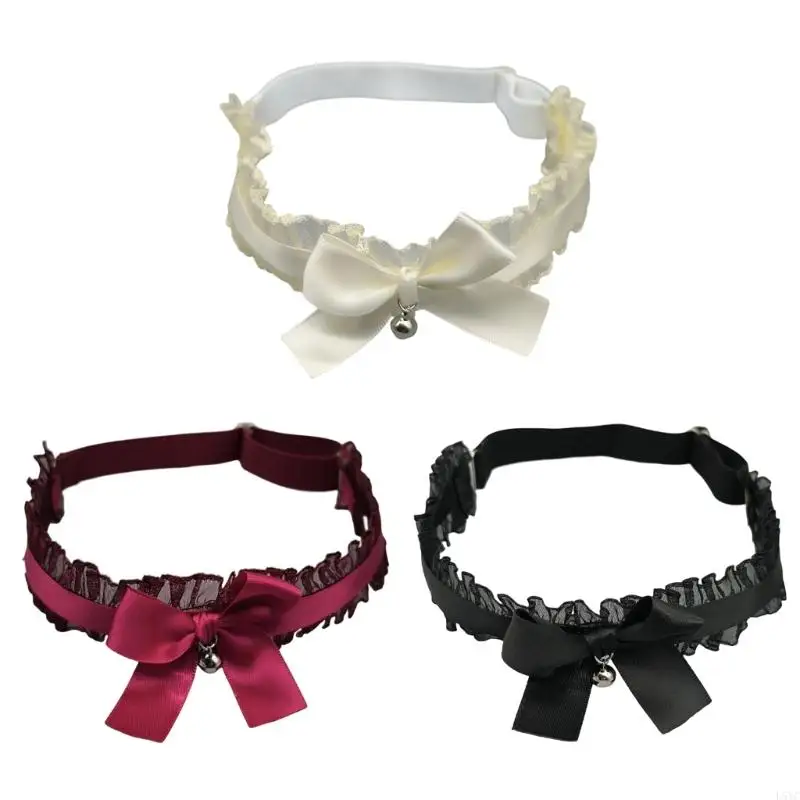 

L5YC 1Pair Adjustable Bows Leg Garter Harajuku Elastic Thigh Garter for Halloween Cosplay Party Thigh Rings Garter Belt