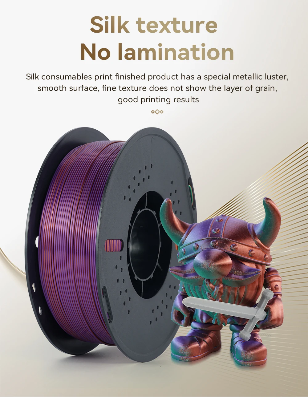 KINGROON 5 kg Seiden-PLA-Filament, 1,75 mm, 1 kg dreifarbiges Seiden-PLA-3D-Drucker-Filament, ordentlich gewickelt, mehrfarbige Regenbogen-3D-Filamente – Detail 9