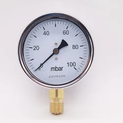 G1/2 mbar gauge 0-10mbar 40mbar 60mbar 100mbar 200mbar 500mbar pressione gas 1000mm diametro manometro mbar