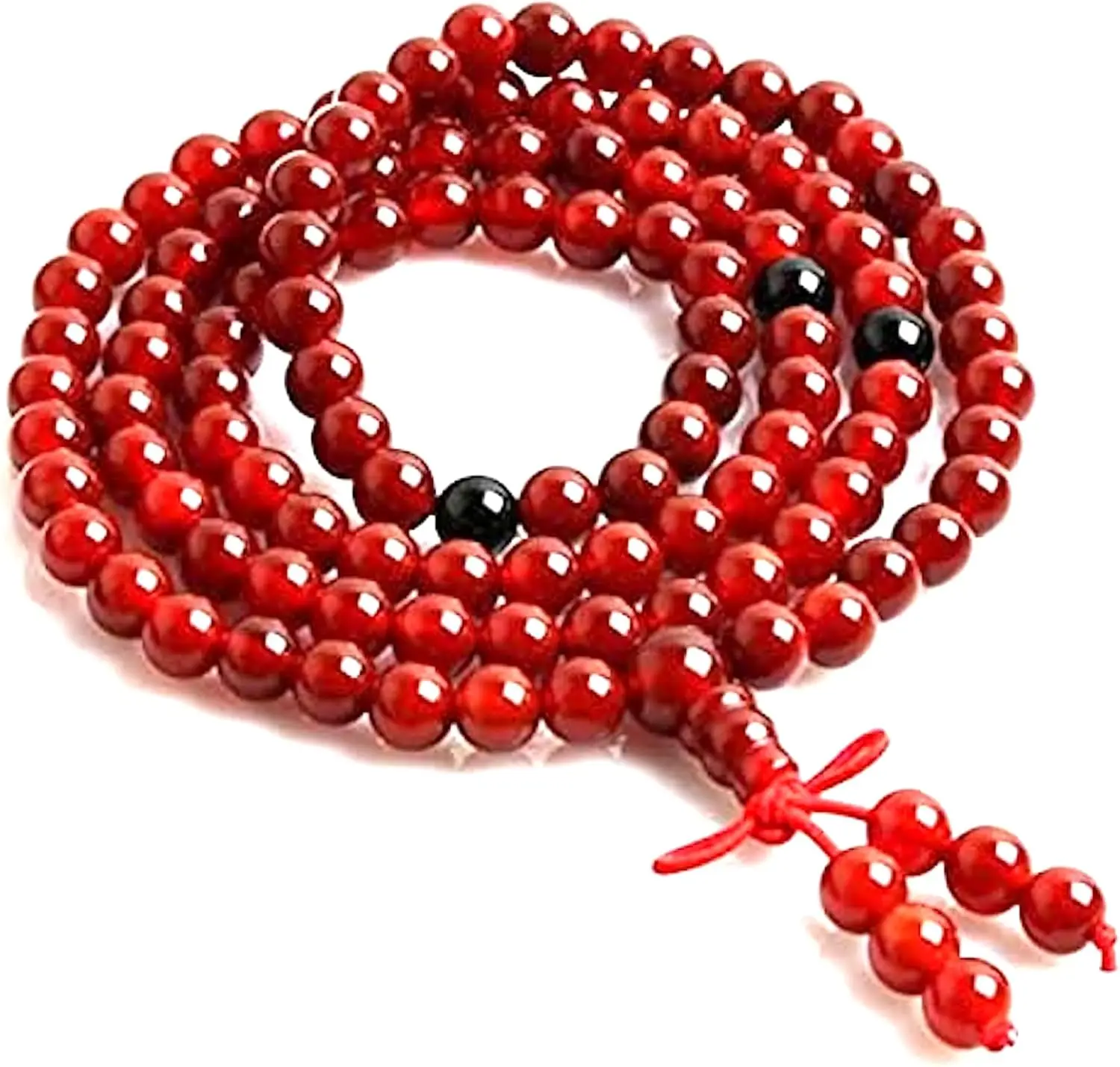 

2025 Handmade Red Carnelian Stretch Mala Necklace 6mm Beads Leo Birthstone Chakra Layered Bracelet for Women