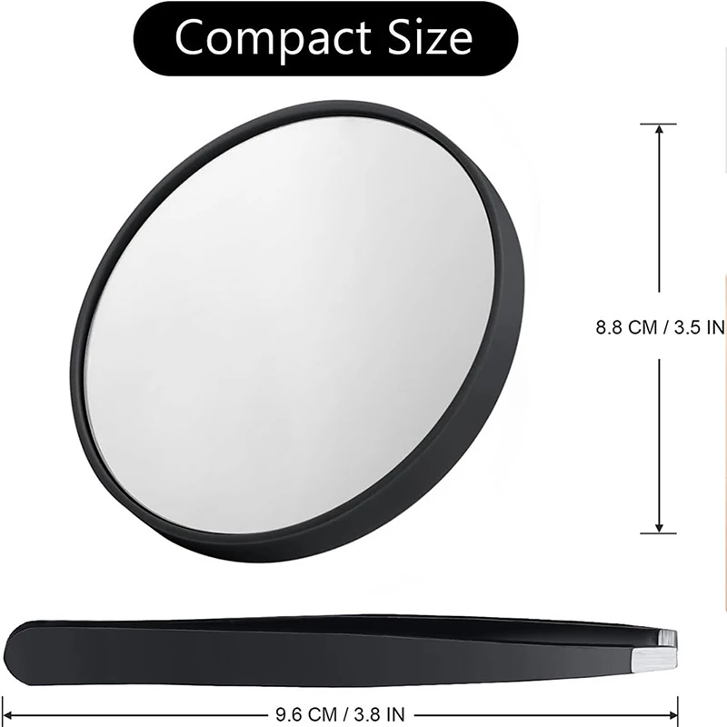 10X 20X 30X Magnified Mirror and Eyebrow Tweezer Set Magnified Makeup Mirrors with 2 Suction Cups Eyebrow Tweezers Organization