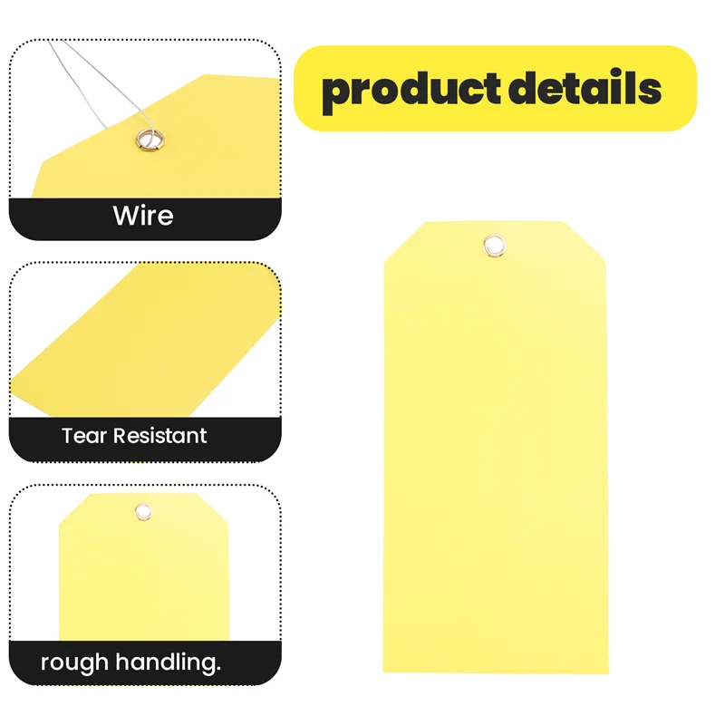 A34M-100Pcs 15.9Cmx7.9Cm Label Pengiriman Plastik dengan Kawat Tag Gantung Tahan Lama Yang Dapat Ditulis, Label Pengiriman untuk Peralatan Aksesori Otomatis
