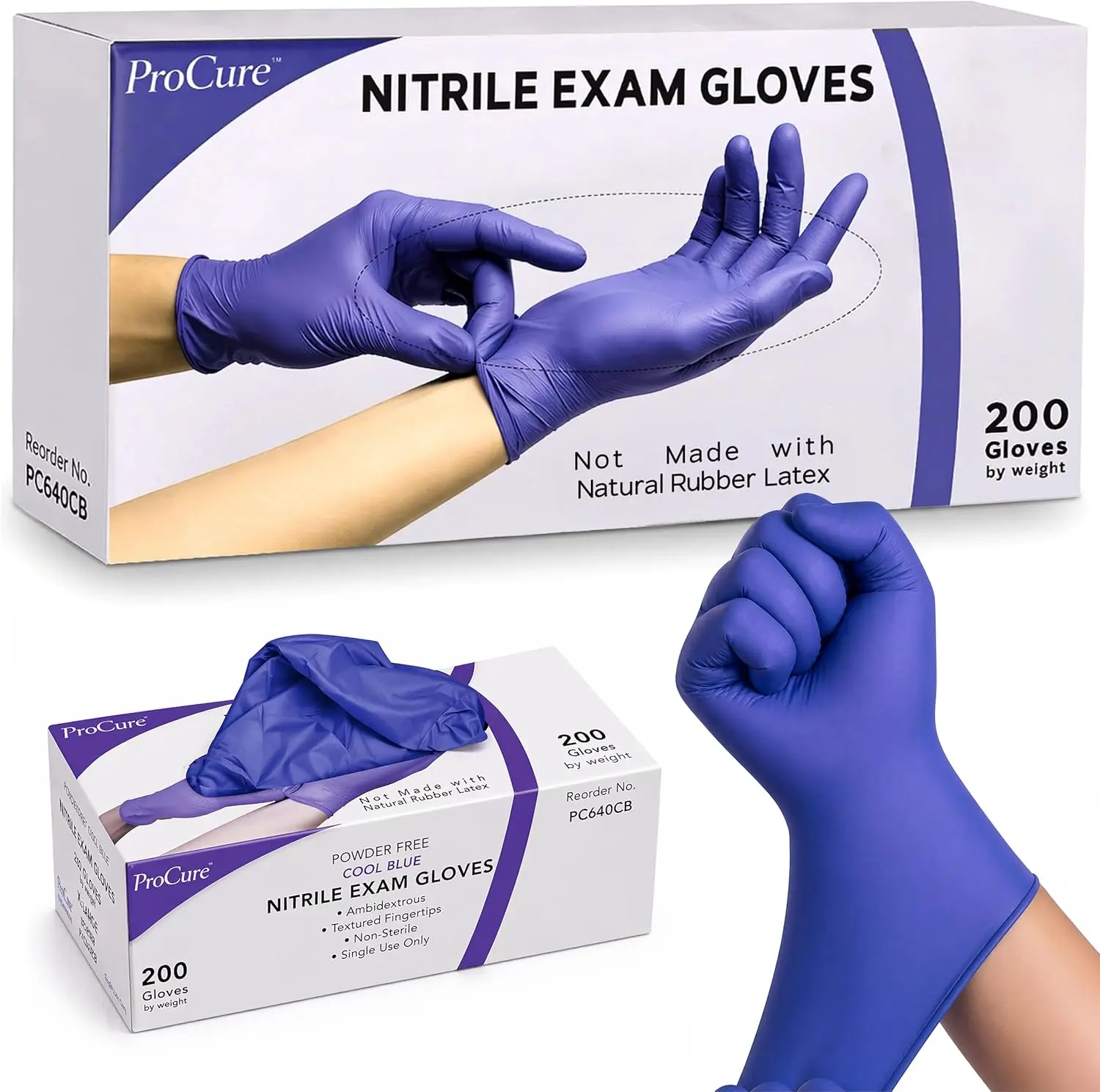 

Disposable Nitrile Gloves [200 Count] - Latex Free, Powder Free for Medical Exam, Food Prep & Cleaning