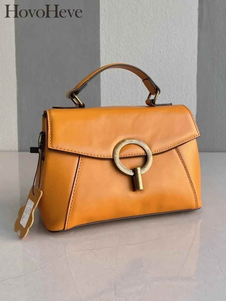 

Womens Real Leather Cowhide Fashion Office Shoulder Bag Handheld Hasp Flap Bag Vintage Totes Casual Sling Strap Crossbody Bag