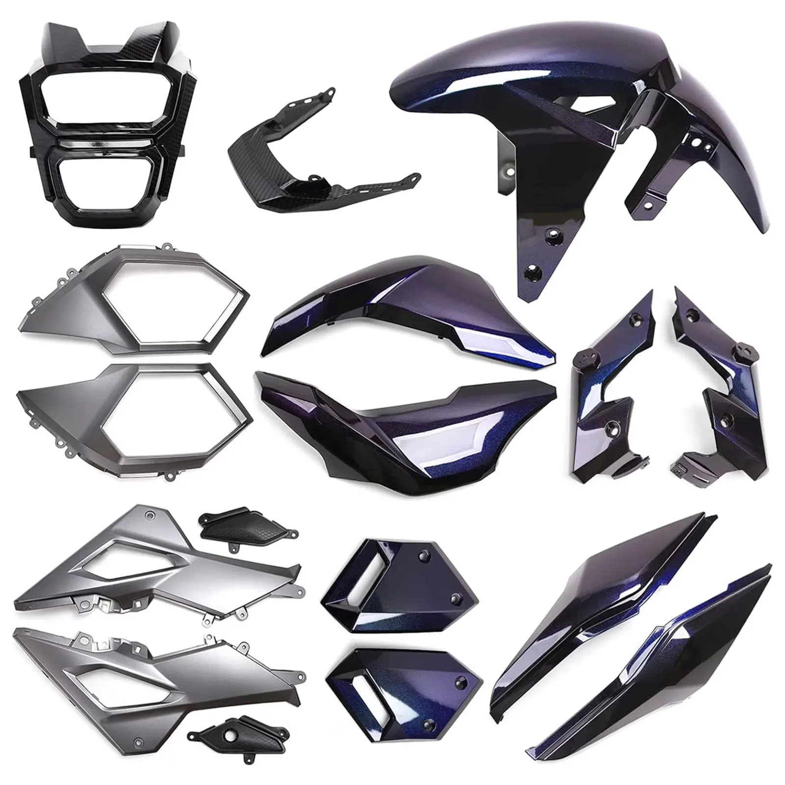 

Motorcycle Fairing Kit in ABS Material Compatible with Honda Grom Msx 125 SF 2017-2020, Purple Color with Chromatic Effect