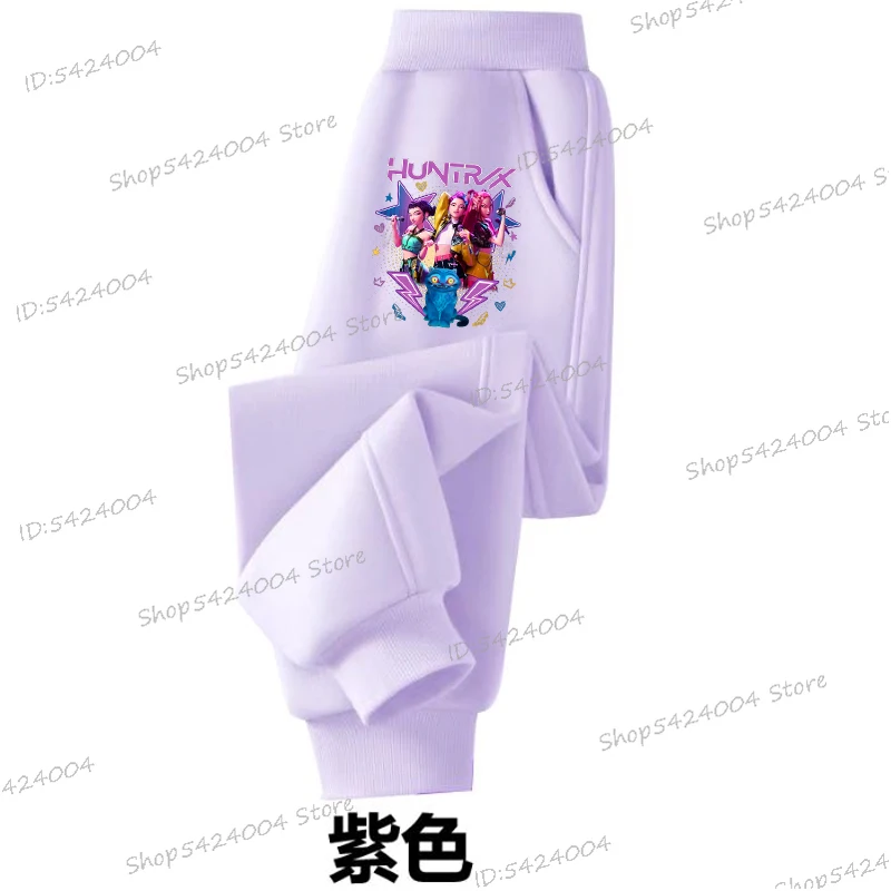 Anime Cartoon Purple Series Cotton T-shirt Women Long Sleeve Washed Tshirt Set Anime Anime Cartoon Pant+Hoodie Suit