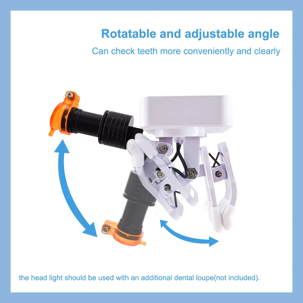 Hot Dentist Drahtloser 5-W-Scheinwerfer mit 2 Batterien, verstellbares Licht für Dentallupen, medizinische Lupe, Vergrößerung, Fernglas – Detail 6
