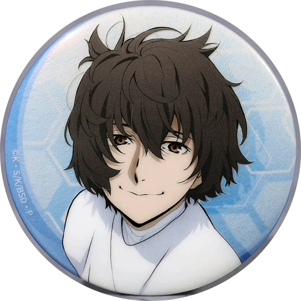 58mm Anime Bungo Stray Dogs Gogol dazai osamu Ryunosuke Akutagawa Cosplay COSTUME Badge Pin SPTE Tinplate Brooch﻿ Prop Gilf - view 4