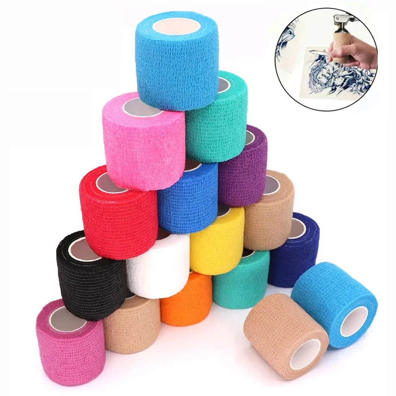 10 Rolls Athletic Wrap Tape Self Adhesive Elastic Bandage Elastoplast Sports Protector Knee Finger Shoulder Tattoo Accessories