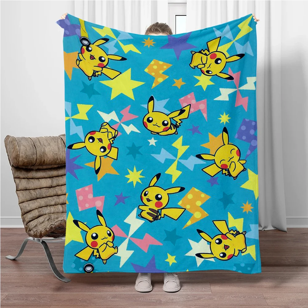 Pokémon Anime Pikachu Throw Blanket Sofa Soft Plush Nap Blanket for Bed Bedroom Bedspread Home Decor Travel Picnic Blankets Gift