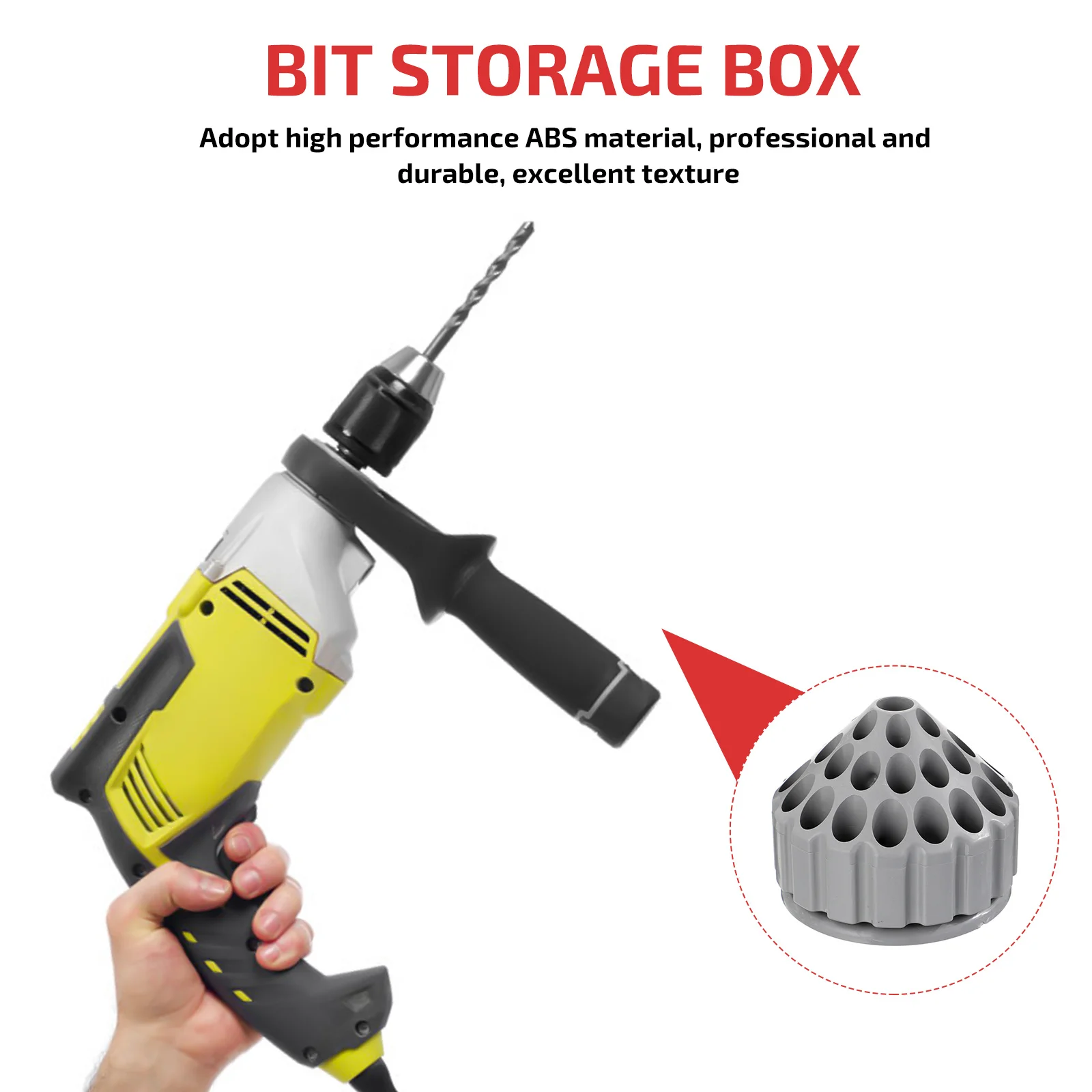 

Drill Storage Box Tool Case ganizer Holder Bits Tray Classified ABS Material Durable Professional Design Easy Rotate Stable
