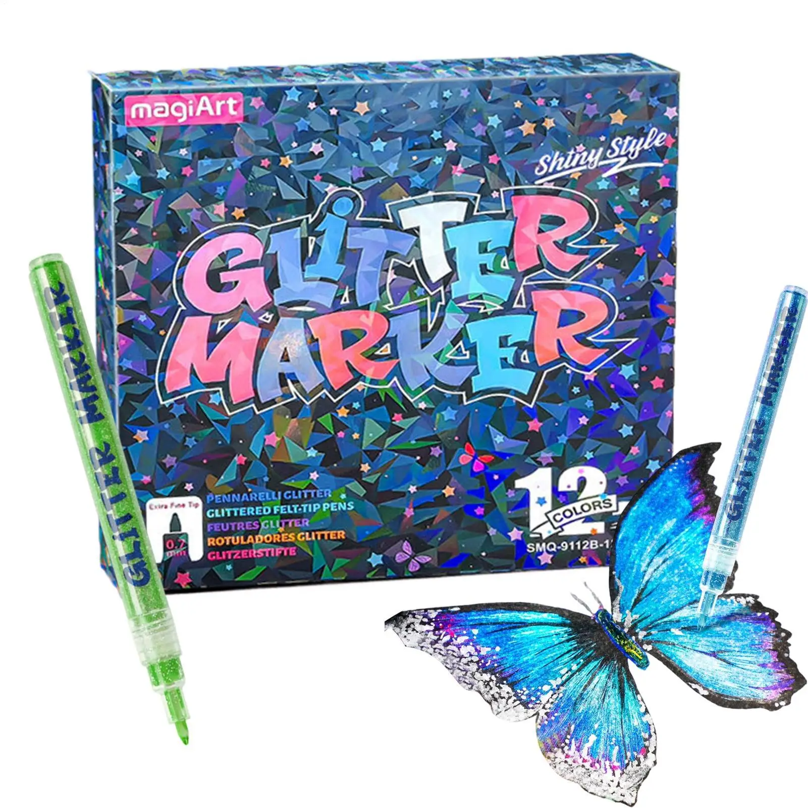Glitter Paint Markers Quick-Drying Smudge-Proof Card Making Drawing Pens For Kids Teens Adults Students Artists Teachers Home