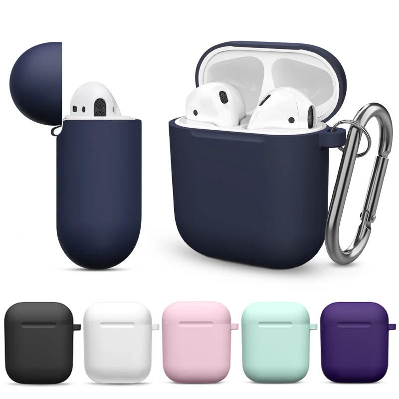 Case For Airpods 1st 2nd gen Soft Silicone Protective Case Bluetooth Wireless Earphon Cover For Apple Airpods 1 2 Case with Hook