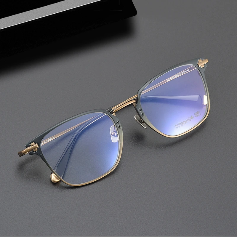 

Pure Titanium Square Optical Eyeglasses for Men Vintage Myopia Prescription Glasses Frame Women Fashion Gradient Spectacles Male