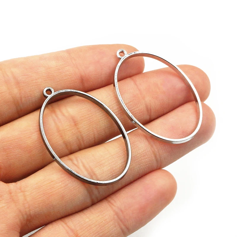 10pcs 37x23mm Oval Shape Border Mold Geometric Hollow Frame Bezel Epoxy Resin Pendant Tray For DIY Jewelry Making Accessories