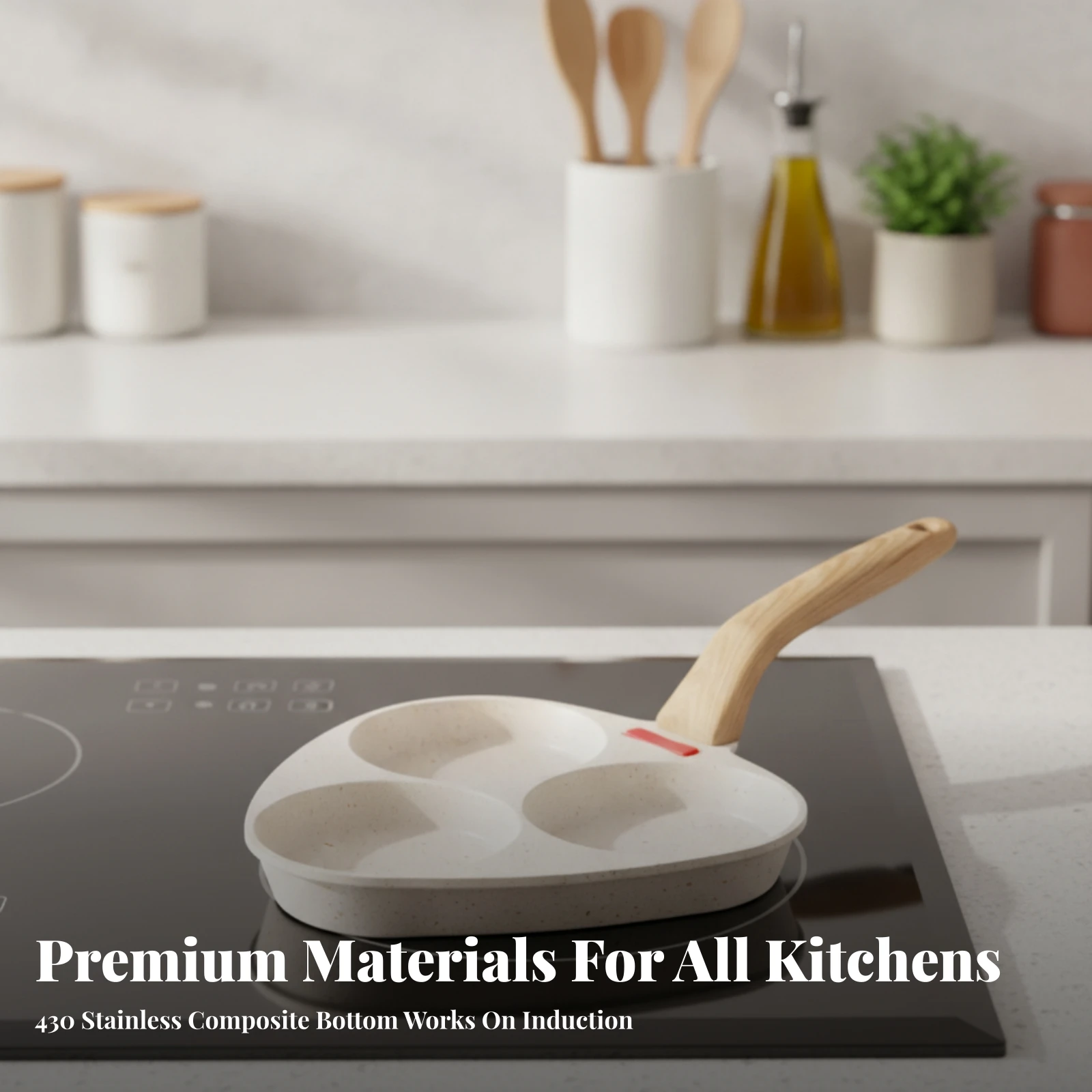 Egg Frying Pan with Three Wells Nonstick 3-Section Egg Pan Breakfast Skillet with Divided Sections Induction Compatible