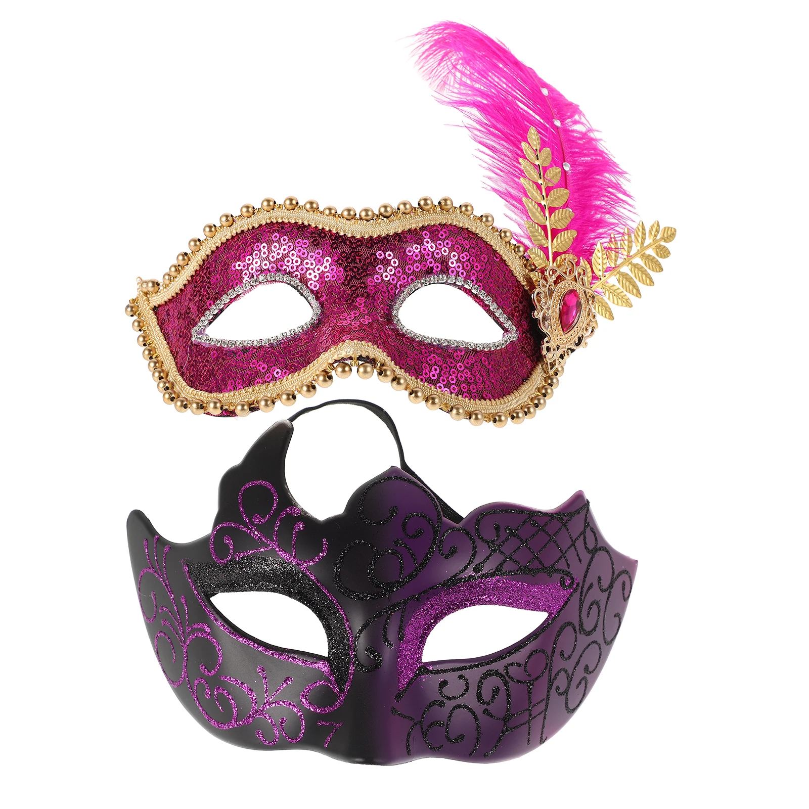 

2pcs Retro Roman Masks Sequin Trim Side Metal Butterfly Masquerade Masks Women Men Gras Costumes Ball Party