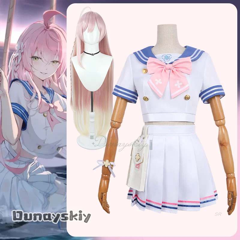 

Urawa Hanako JK Sailor Suits Косплей Костюм Игра Синий Архив Розовый Парик Бантом Головные Уборы Хэллоуин Вечеринка Наряд Женщины {Dunayskiy}