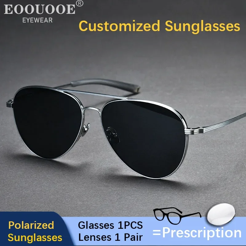 

Guvina Pilot Polarized Sunglasses Fishing Driving Myopia Customized Prescription Glasses Men Pure Titanium Eyewear Retro Design