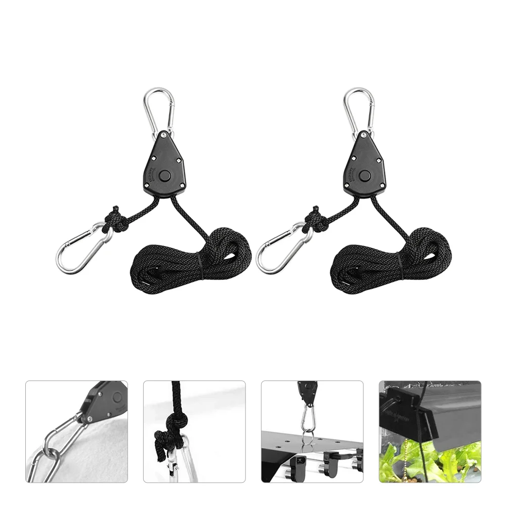 2 Pcs Lifting Hook Lanyard Pulley Ropes Tent Adjustable Grow Lamp Stainless Steel Heavy Duty Fan Hanging