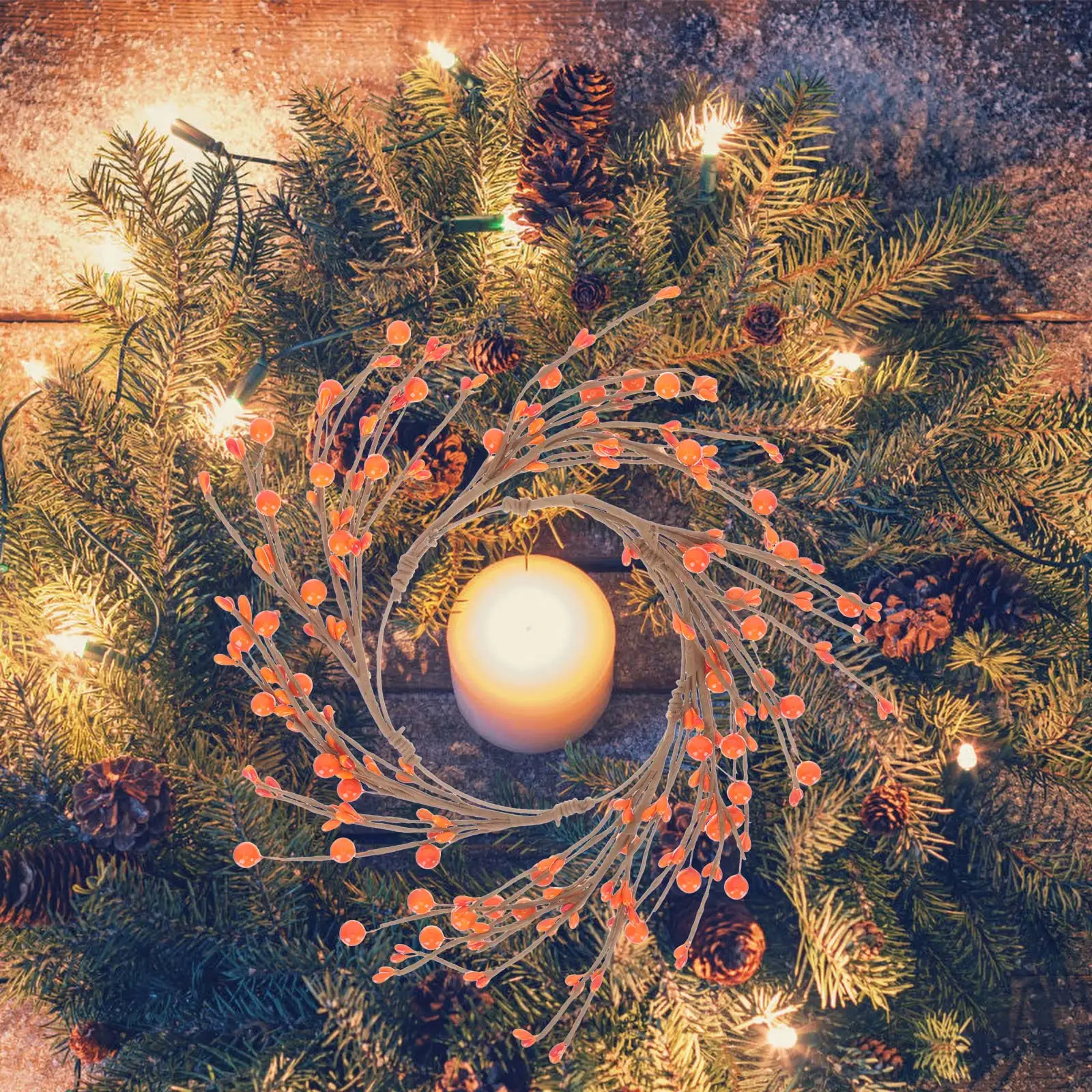 

Christmas Wreath Wreaths Decorative Berries Rings Berry Red Garland Plastic Front Door Wall Hanging