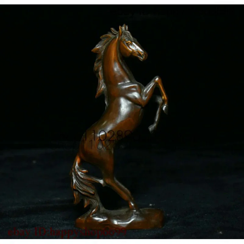 

Chinese Feng Shui Boxwood wood carved Pentium Zodiac animal success horse statue