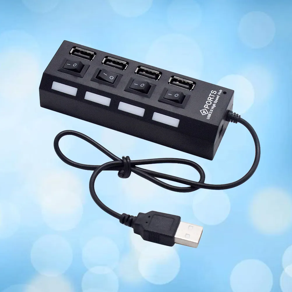 4-Port USB Hub 2.0 Divider White Independent Power USB Port Extender for Laptop Pc Travel Office Devices Connector