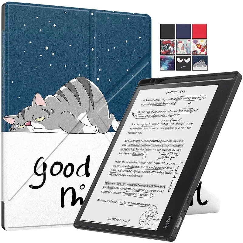 For Funda Kobo Elipsa 2E Case with Pencil Holder Multi-folding Stand Soft TPU Back for Kobo Elipsa 2E Cover eReader 10.3 inch