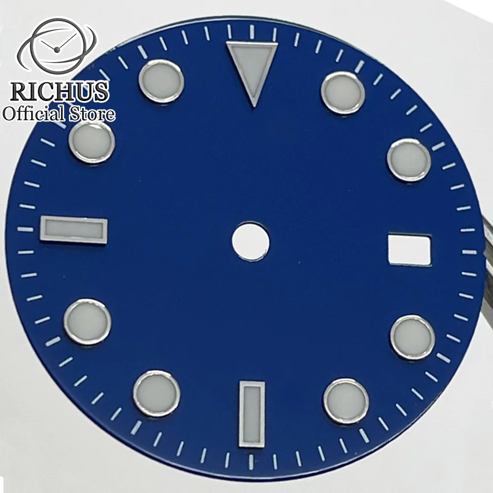 31.5mm watch dial luminous dial Blue Luminous fit NH35 ETA2836 2824 Mingzhu DG2813 3804 Miyota 8215 821A Seagull 1612 movement