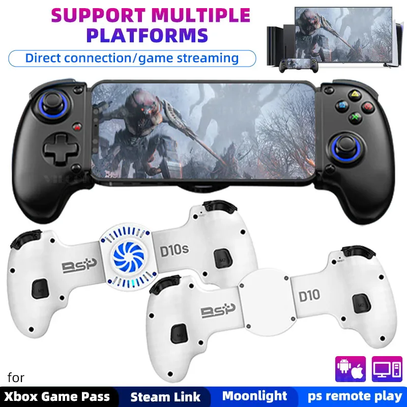 D10S Bluetooth Gamepad Cooling Fan Game Controller For PS4 Android IOS Tablet For SWITCH/Android/Apple/PC/PS3/4 Streaming