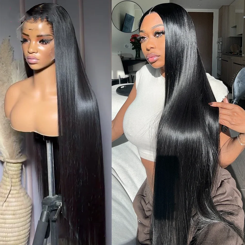

Real HD Full Transparent Invisible Straight 13x6 Lace Frontal Human Hair Wigs Natural Color Brazilian Frontal Wig 180% For Women