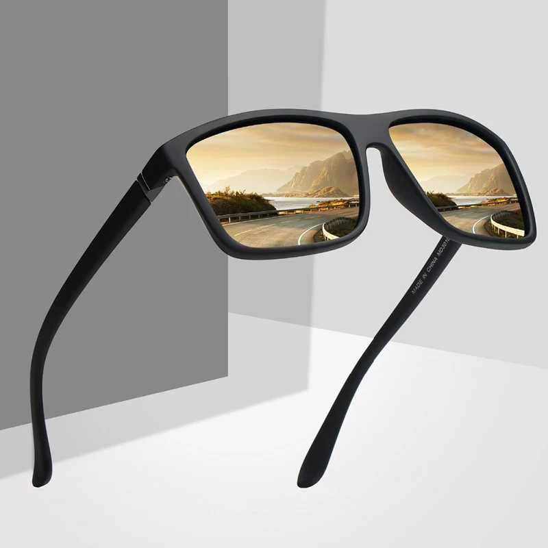 Luxuriöse quadratische Vintage-Sonnenbrille mit polarisierten Gläsern für Herren und Damen, modisch, für Reisen und Autofahren, blendfrei, UV400-Schutz.