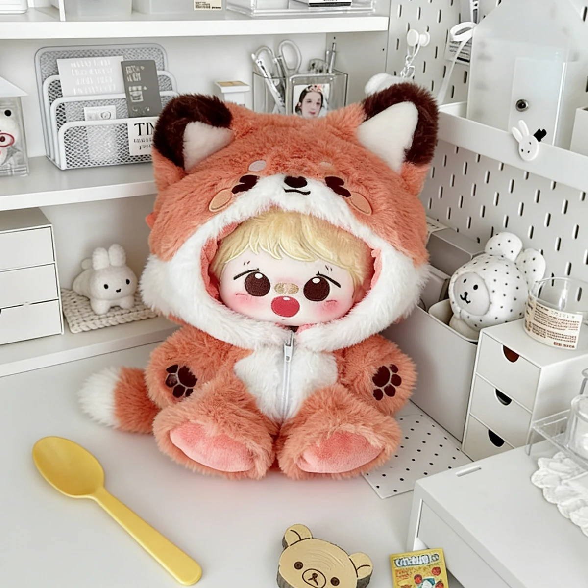 Vestiti per Bambole da 20cm, Tuta in Peluche a Forma di Volpe o Coniglio, Abiti per Bambole Sunny Day, Solo Vestiti Senza Bambole